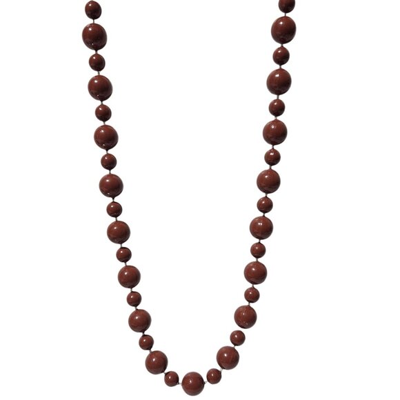 Vintage Brown Beaded Necklace Retro Minimalist Classic Fashion Jewelry Women - Picture 1 of 5